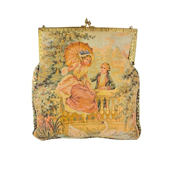 1930's French Woven Tapestry Purse with Orchestra Ticket Stub from 1970 - Picture 5 of 15